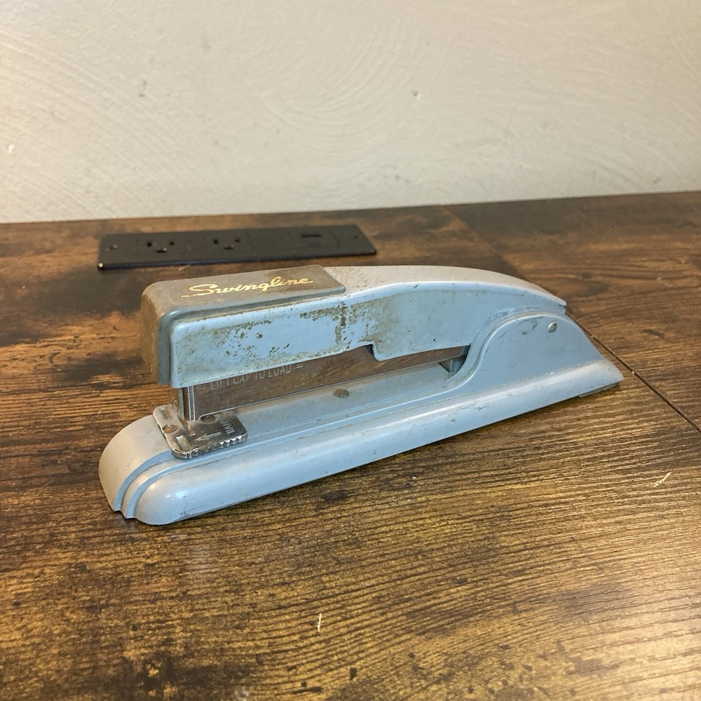 Vtg Swingline 27 Battleship Gray Metal Stapler Streamline Industrial Deco